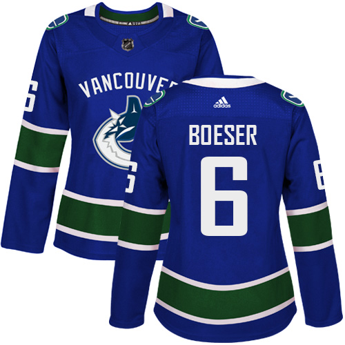Adidas Vancouve Canucks #6 Brock Boeser Blue Home Authentic Women Stitched NHL Jersey